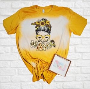 Blessed Mama Sunflower-Bleached Tee S,M,L,XL,2X,3X